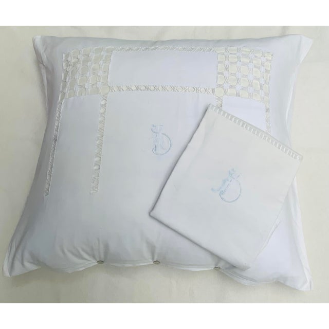 Antique French Linen Euro Style Pillow Covers, Pair c.1900 For Sale - Image 12 of 12