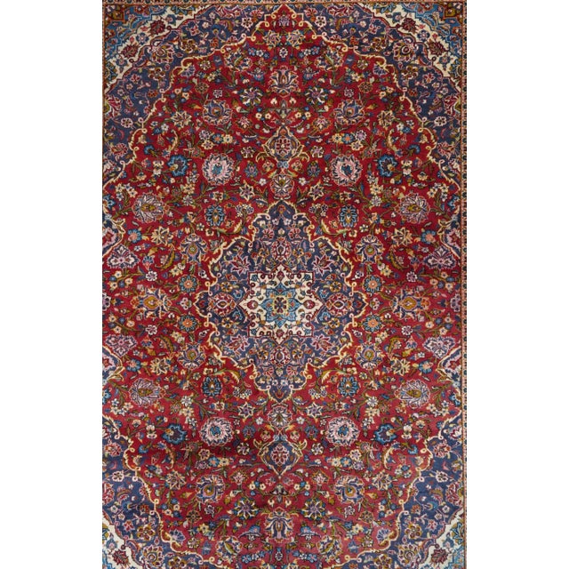 Red Vintage Persian Kashan Rug 9'8'' X 13'5'' For Sale - Image 8 of 12