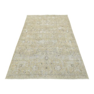 Vintage Rug 7’3” X 10’5” Beige Wool Hand-Knotted Oriental Carpet For Sale