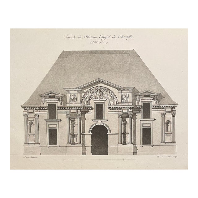 1825 Chateau De Chantilly French Engraving For Sale
