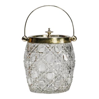 Wonderful Antique English Crystal Biscuit Jar Cut Glass Lidded Canister Jar With Handle Art Deco Tableware Home Decor For Sale