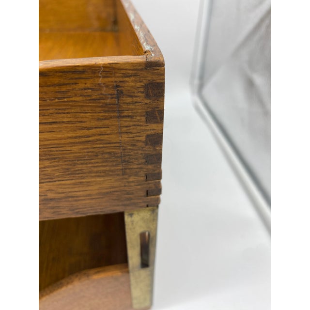 Antique Globe-Wernicke Wooden 2-Tier Paper Tray with Brass Hardware. The hardware reads "Patented Jan 24, 1911". A...