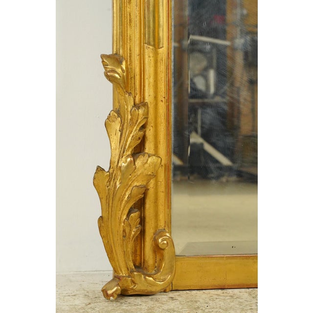 Antique French Louis XV Gilded Wood Overmantel Mirror For Sale - Image 11 of 13