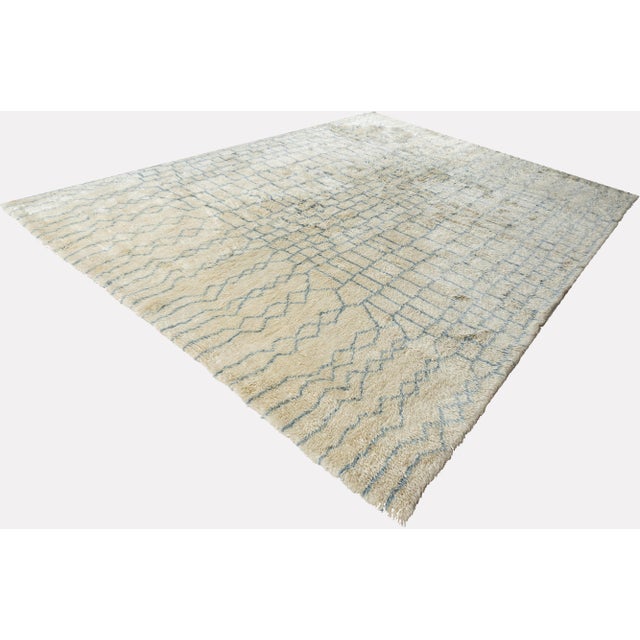 White Moroccan Fluffy Brick Collection Rug 10'5 X 14' For Sale - Image 8 of 17