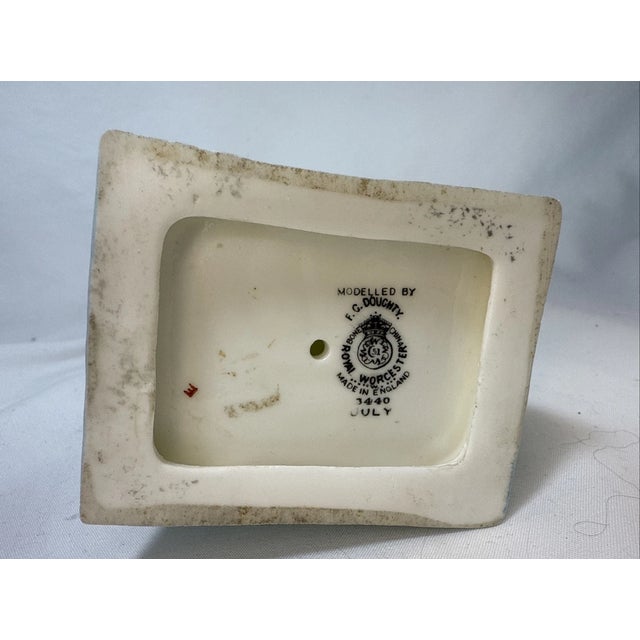 1950s Vintage MCM Royal Worcester July Porcelain Figurine For Sale - Image 5 of 5