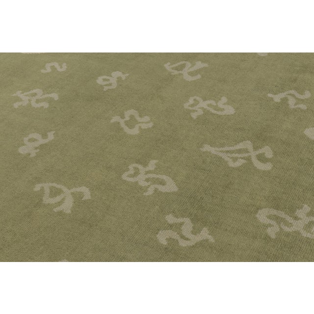 Textile Rug & Kilim's Guimard Art Nouveau Inspired Rug, Green With Elegant Floral Frame For Sale - Image 7 of 9