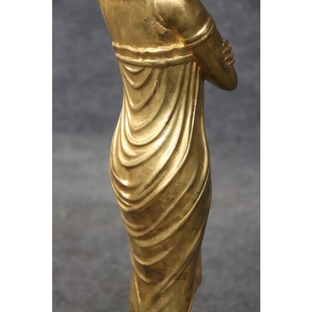 Pair of Tall Gilded Figural Marble Top Neoclassical French End Tables For Sale - Image 12 of 12