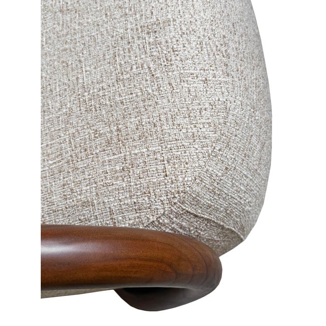 Curved Wood & Tweed Mid-Century Modern Arm Chair For Sale - Image 13 of 13