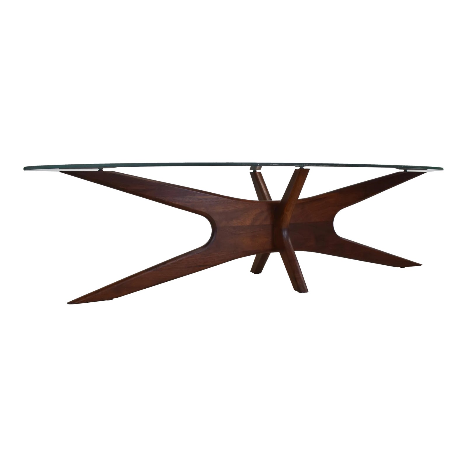 1960s Adrian Pearsall Mid Century “Jax” Walnut + Glass Coffee Table