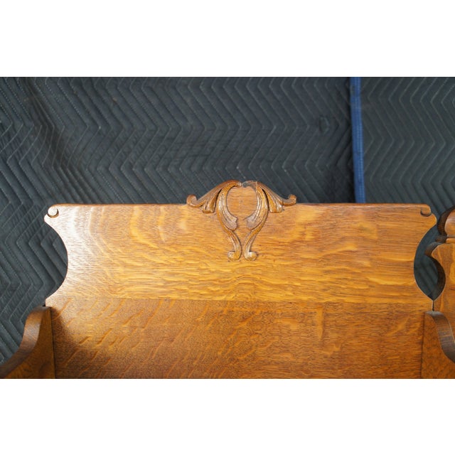 Antique Quartersawn Oak Side by Side Secretary Desk Bookcase Curio Cabinet For Sale - Image 11 of 12