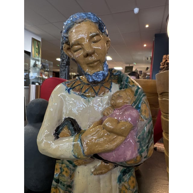 Ceramic Art Deco Ceramic Sculpture of Joseph and the Child, 1920s For Sale - Image 7 of 10