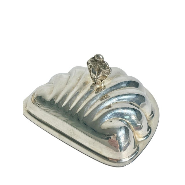 Metal Vintage Hollywood Regency Shell Form 2 Section Caviar Serving Dish For Sale - Image 7 of 15