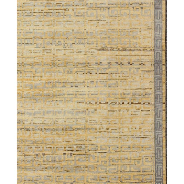 Modern Modern Khotan Rug With All-Over Geometric Design in Yellow and Gray For Sale - Image 3 of 7