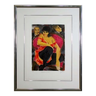 Remo Squillantini La Signora in Rosso Signed Lithograph 48/175 Framed 1980s For Sale