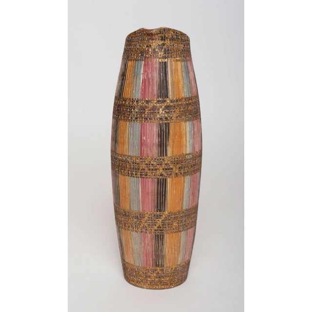 Luxurious vintage ceramic jug/pitcher with sculptural handle from the Seta (silk) line designed by Aldo Londi for Bitossi...
