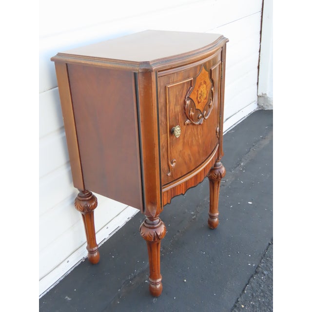 Jacobean Early 1900s Inlay Tall Nightstand End Side Table 6609 For Sale - Image 4 of 13