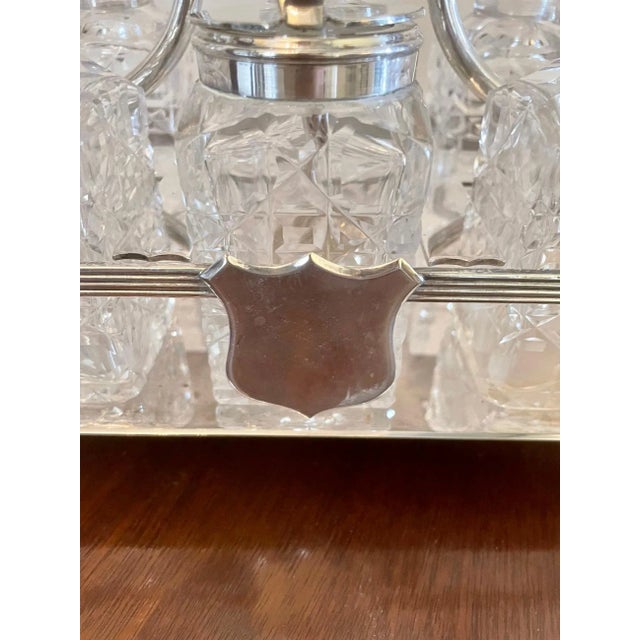 Metal Antique Silver Plated Cruet Set, Set of 7 For Sale - Image 7 of 12