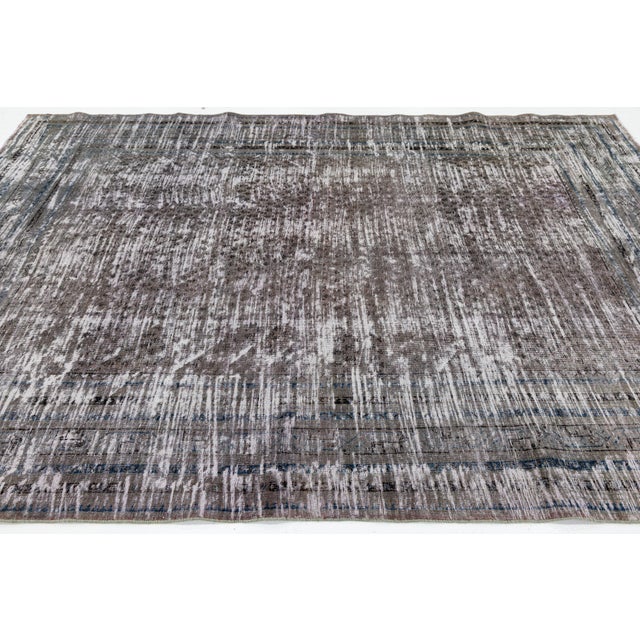 Antique Tabriz Distressed Wool Rug With Muted Earth Tones & Indigo For Sale - Image 10 of 10