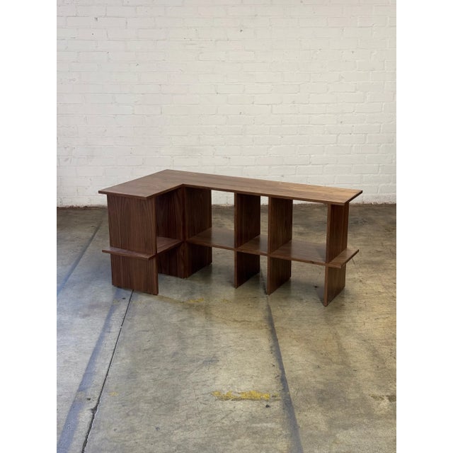 Custom Made Corner Sofa Bookcase in Walnut For Sale - Image 12 of 12