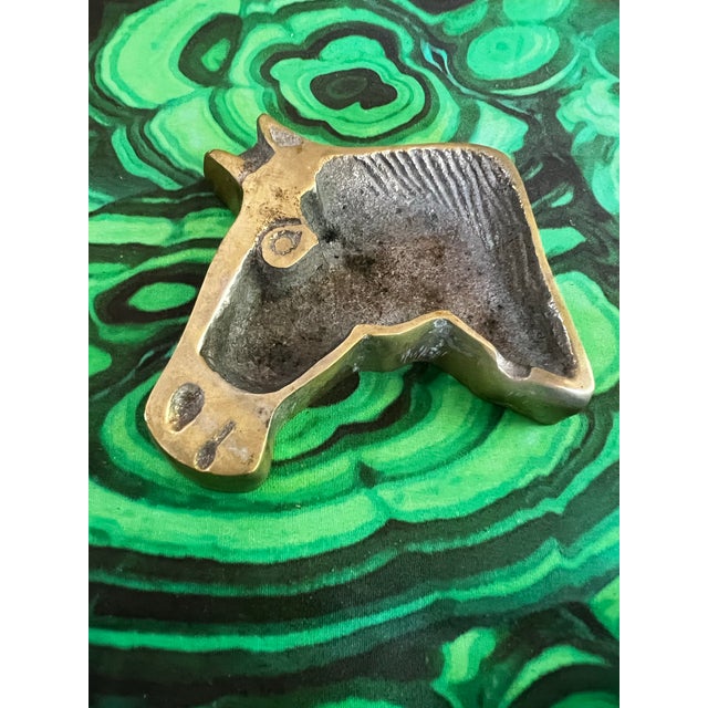 Mid-Century Modern Small Horse Shaped Brass Ashtray For Sale - Image 3 of 8