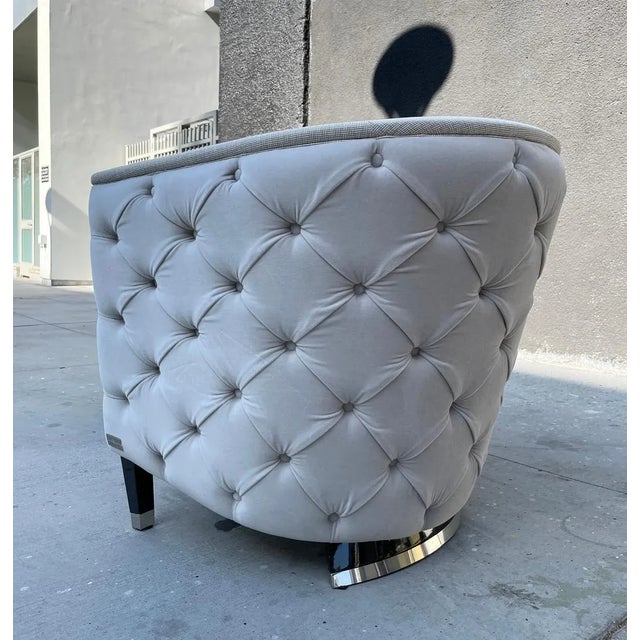 Early 21st Century Luxury Living Tufted Back Lounge Chairs - A Pair For Sale In Los Angeles - Image 6 of 13