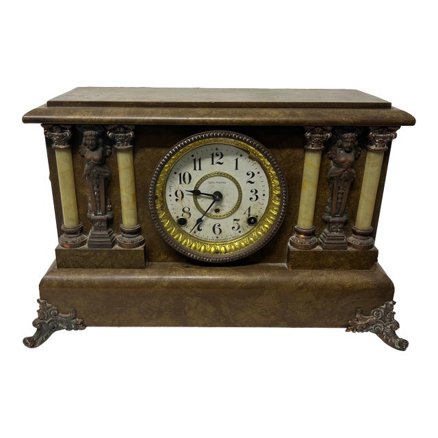 Mid 20th Century Set Thomas Mantle Clock For Sale