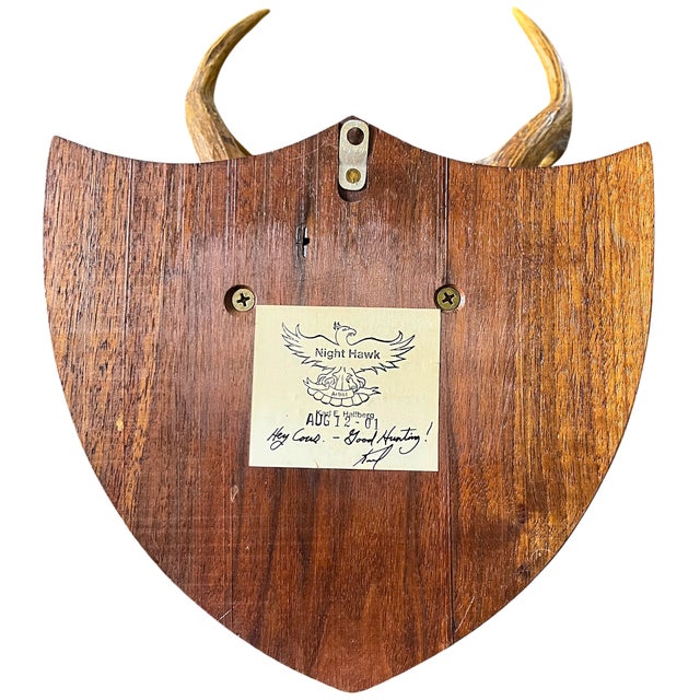 2001 Karl E. Hallberg “Night Hawk” Deer Antler & Hand-Tooled Leather Trophy Wall Mount For Sale In Jacksonville, FL - Image 6 of 7