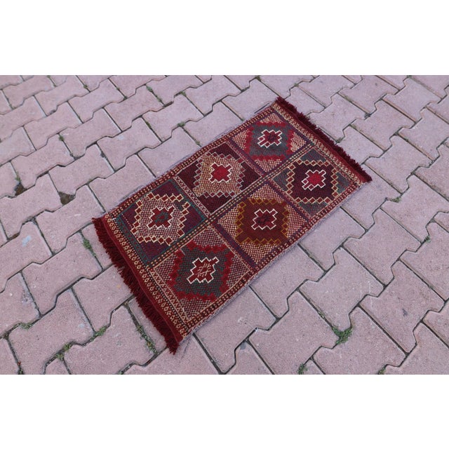 Tribal 1970s Tribal Burgundy Cecim Kilim Rug For Sale - Image 3 of 13