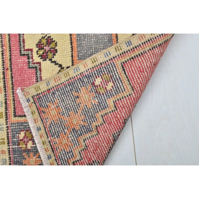 1960s Oushak Wool Vintage Bathroom Rug For Sale - Image 5 of 6