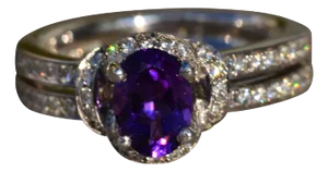 The Keltie: Ladies Signed Hearts on Fire Amethyst and Diamond Engagement Ring