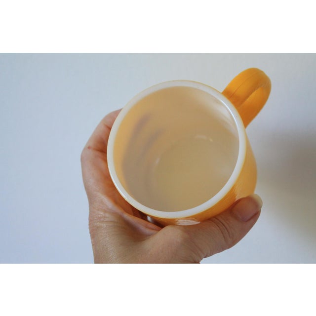 Vintage Hazel Atlas Milk Glass Mugs, 60's Orange Peel Texture S/6 For Sale - Image 10 of 12