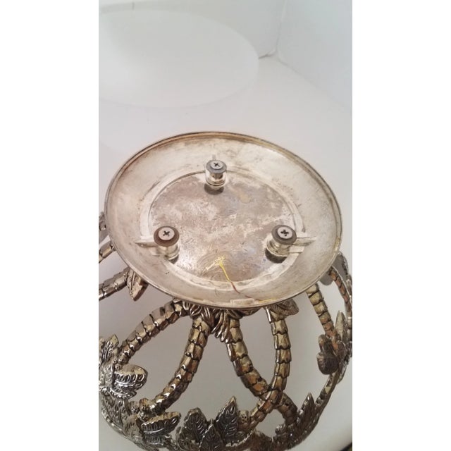 1970s Vintage Godinger Silverplate Coconut Tree Design W/ Frosted Glass Bowl Insert For Sale - Image 5 of 6