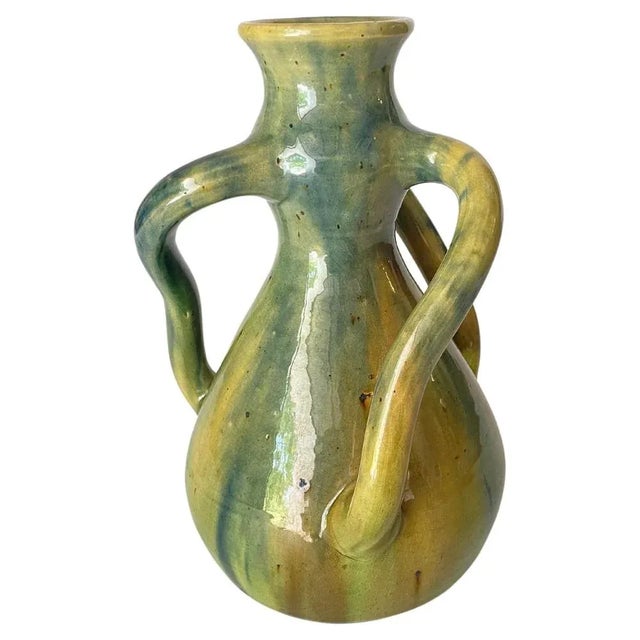 Gold Antique French Vase in Glazed Earthenware For Sale - Image 8 of 8