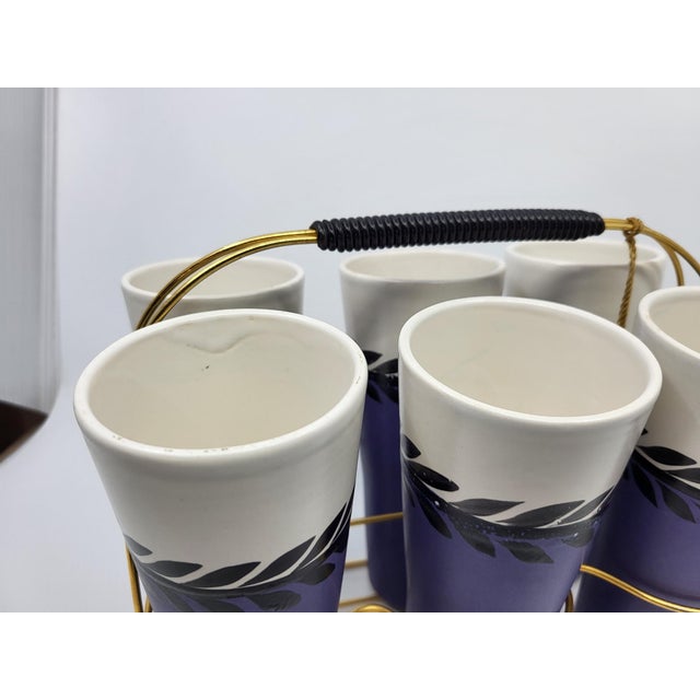 Basket and Orangeade Cups from Erdecor, France, 1950, Set of 7 For Sale - Image 12 of 15