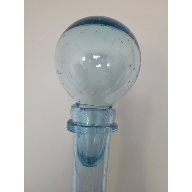 Large hand blown bottle - Pretty bubbles from blowing throughout this large translucent bottle with stopper - Raised...