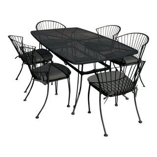 Mid-Century Modern Carolina Forge Dining Table & 6 Chairs For Sale