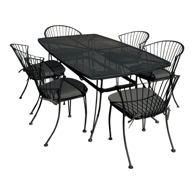 Mid-Century Modern Carolina Forge Dining Table & 6 Chairs For Sale