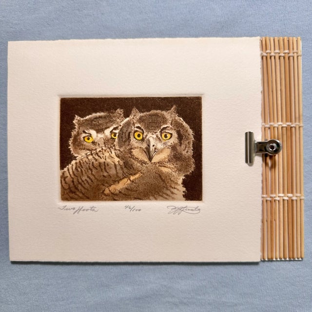 Signed and numbered hand-colored etching by wildlife artist David Hunter (b. 1947), known for his detailed prints of North...