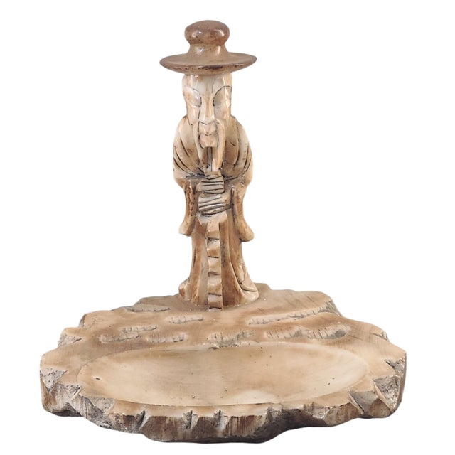 Vintage Asian Figural Holy Man Carved Soapstone Trinket Holder For Sale - Image 10 of 10