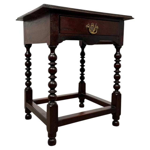 Antique English Bobbin-Turned Oak Side Table, 1800s For Sale - Image 12 of 12