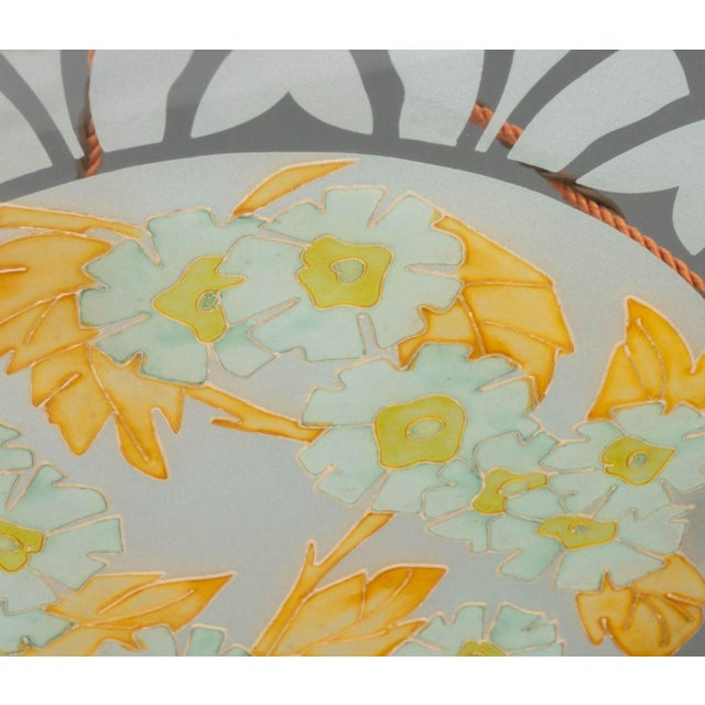 Late 20th Century Signed French Art Deco Painted Glass Plafonnier For Sale In New York - Image 6 of 9