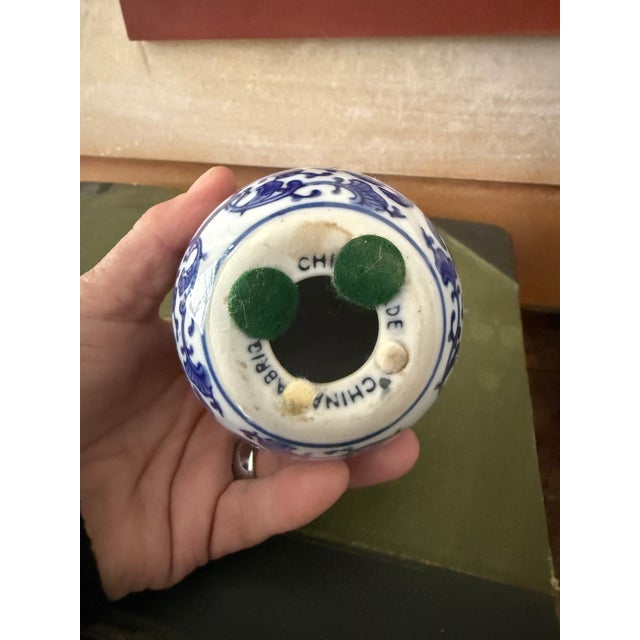 Vintage Blue and White Chinoiserie Porcelain Egg Decorative Accent For Sale - Image 4 of 5