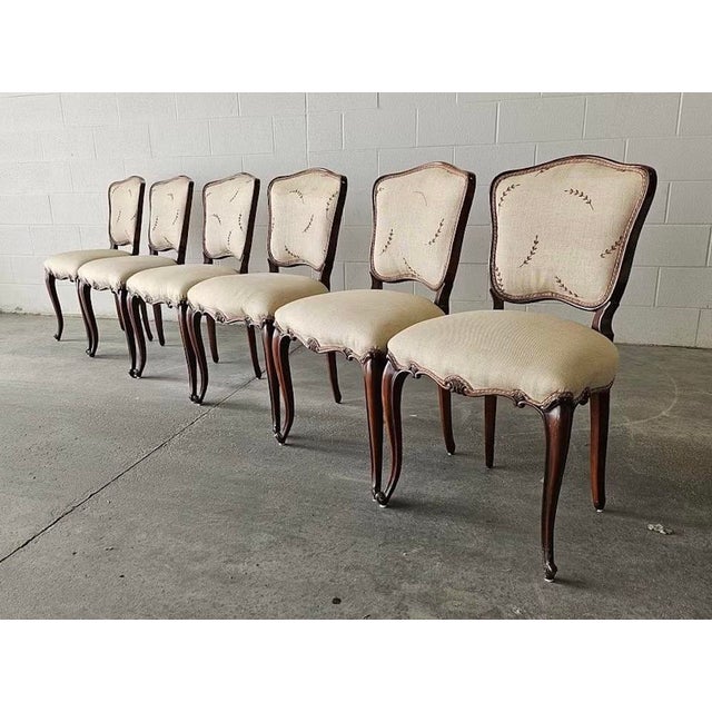 Set of Six Antique Walnut Dining Chairs in the Louis XV Style A set of six antique walnut dining chairs in the Louis XV...