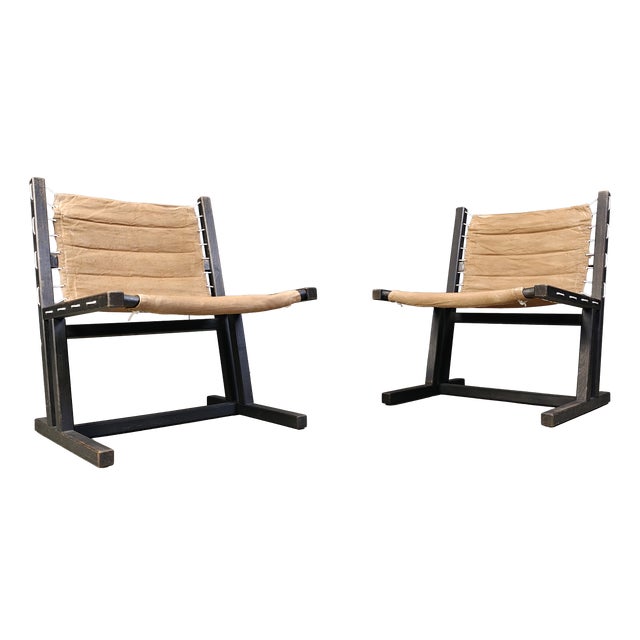 Canvas and Rope Lounge Chairs from Casala, 1970s, Set of 2 For Sale