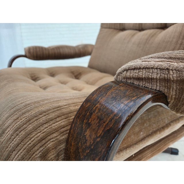 Danish Swivel Armchair in Brown Corduroy, 1970s For Sale - Image 17 of 18