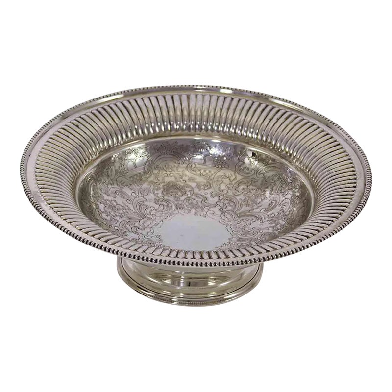1970s Barker Ellis Silver Fruit/cake Dish With Fluted Border