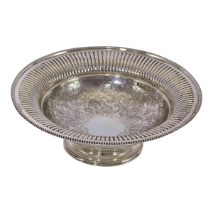 1970s New Silver Fruit/Cake Dish, Fluted Border