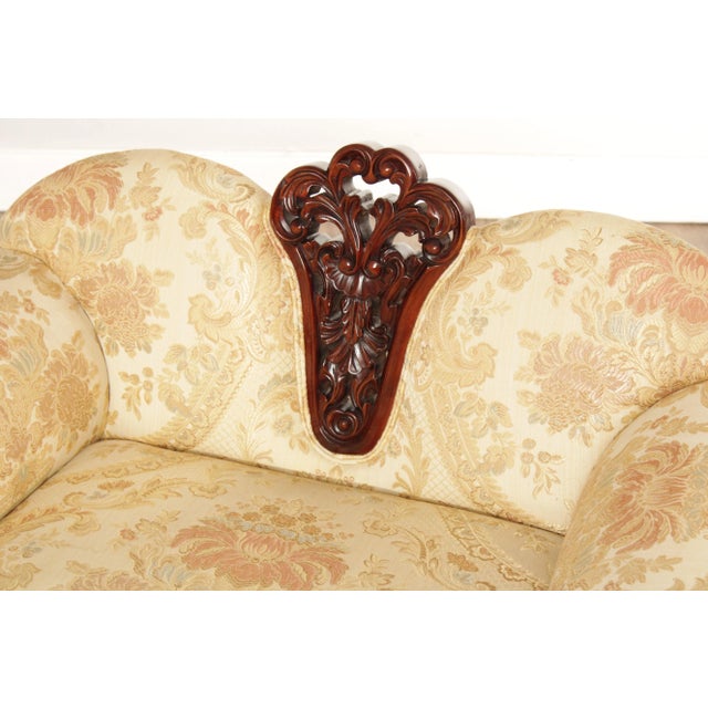 French Victorian Style Custom Upholstered Petite Settee For Sale - Image 11 of 12