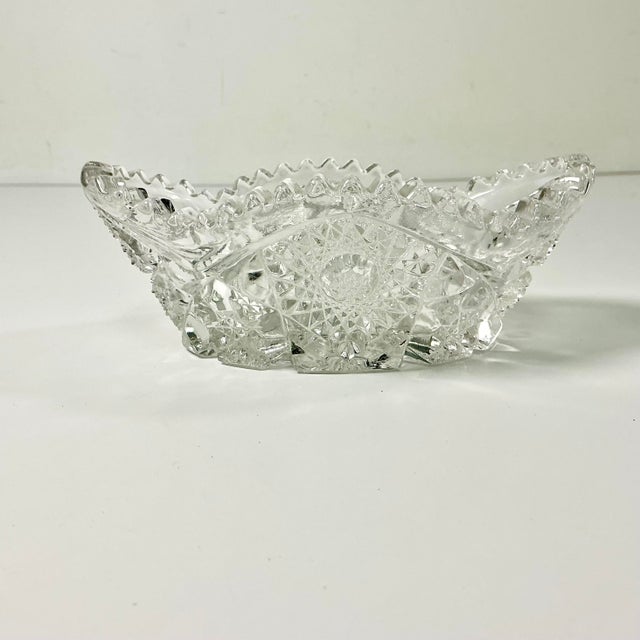 Late 1800s Antique Boho Chic Hollywood Regency American Brilliant Cut Deep Relish Serving Dish For Sale - Image 4 of 11