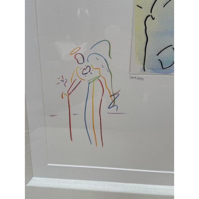 Printmaking Materials Circa 2017 Peter Max Brown Lady (Angel With Heart/Sailboat) For Sale - Image 7 of 12